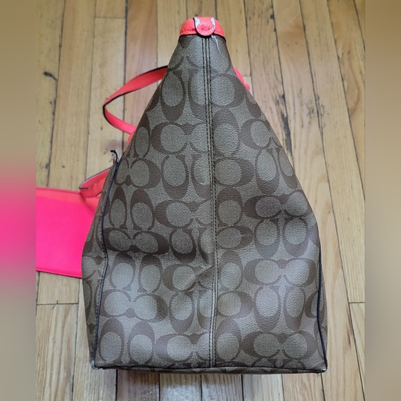 Coach Brown and Red Signature Tote Bag - Picture 6 of 14